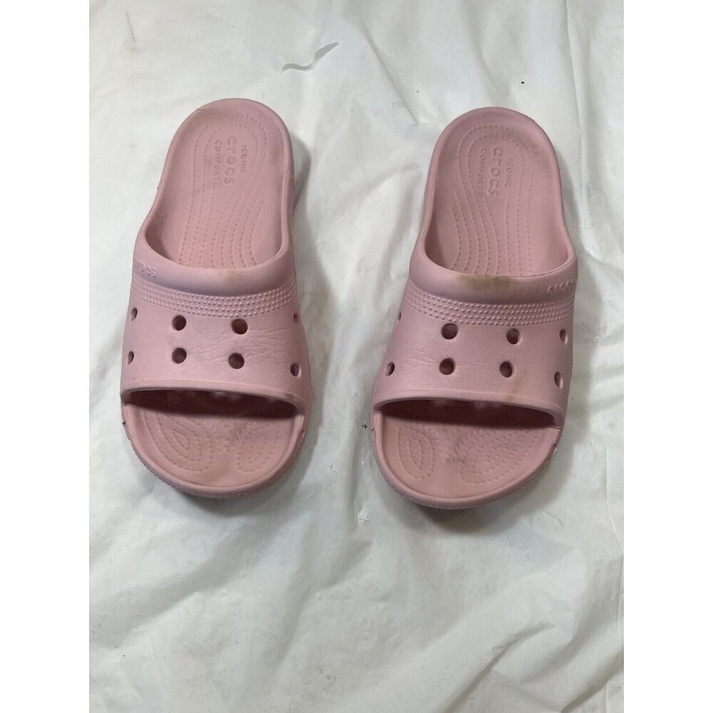 Crocs Womens Coast Slide Sandals Pink Open Toe Slip On Flats 7